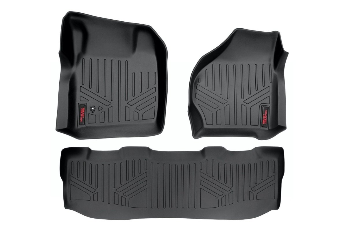 Ford F-350 Super Duty Floor Mats - Front + Rear - Rough Country - Heavy Duty Floor Mats - '99-'07